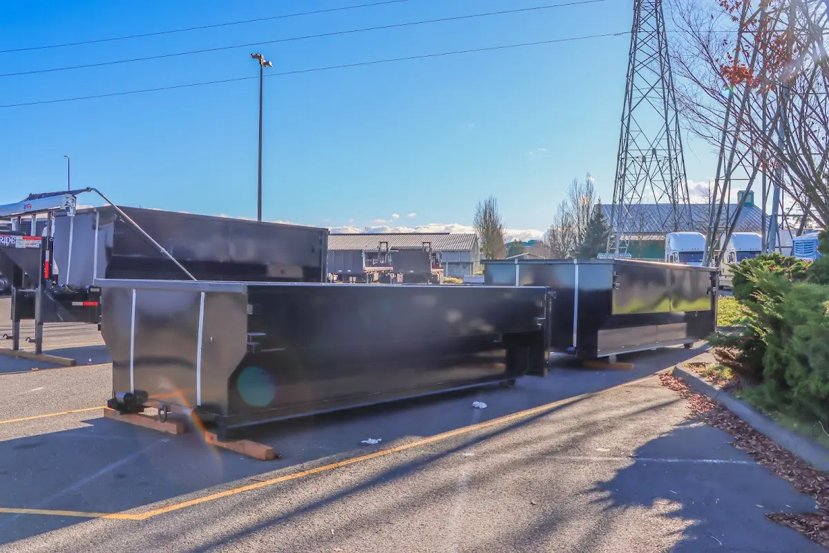 Roll-off dumpster ready for waste disposal at job site for Residential Dumpster Rental in Schriever
